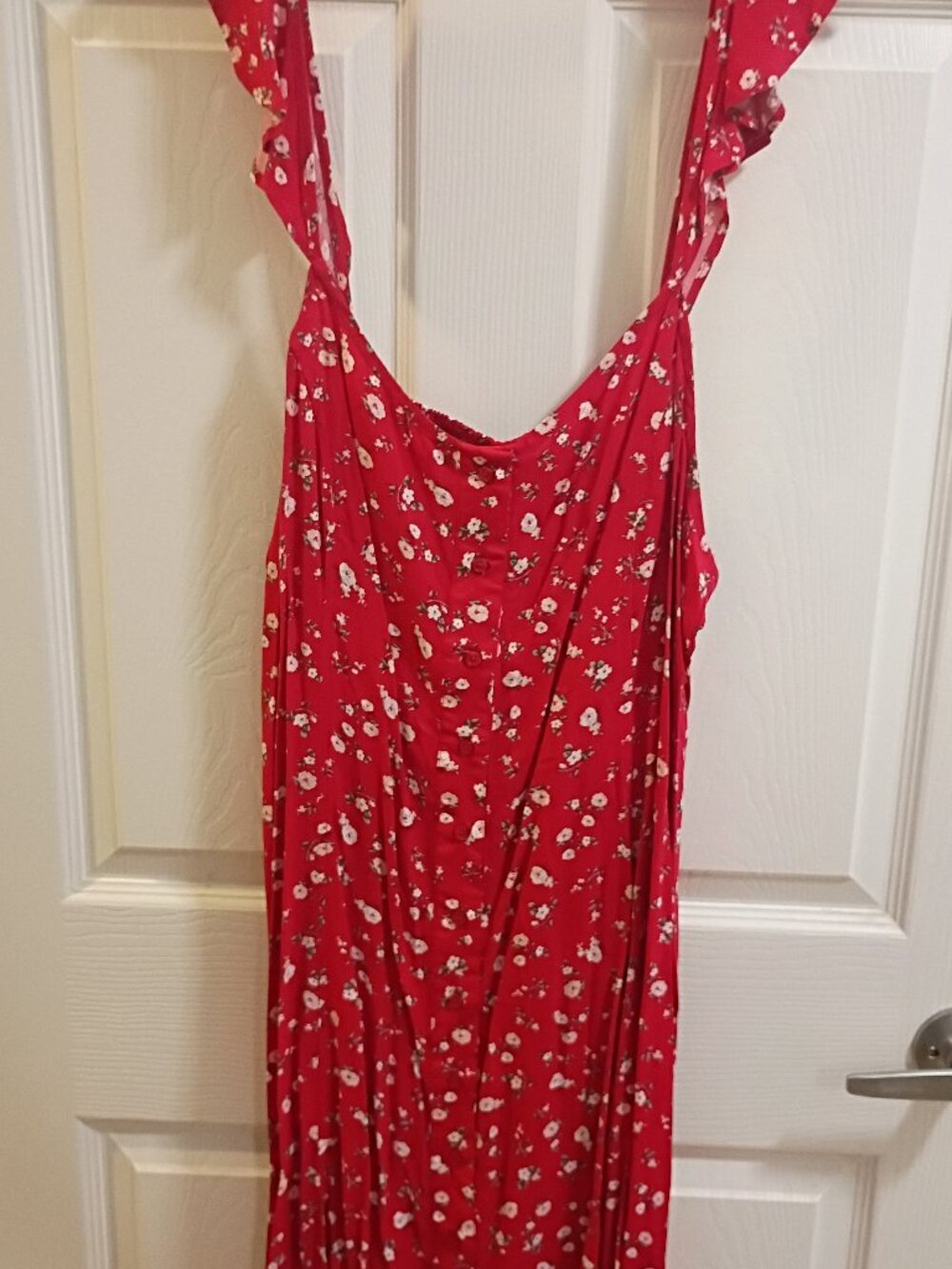 NWT Mossimo Supply Co. XXL Red Floral Dress with Buttons and Ruffle